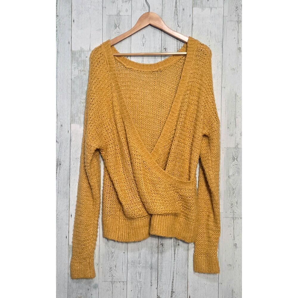 Abercrombie & Fitch Open Knit Open Faux Wrap Blouson Back Sweater Sz. XL EST - Picture 4 of 8